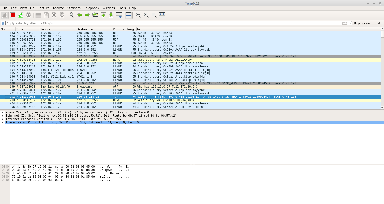 Wireshark Packets Page